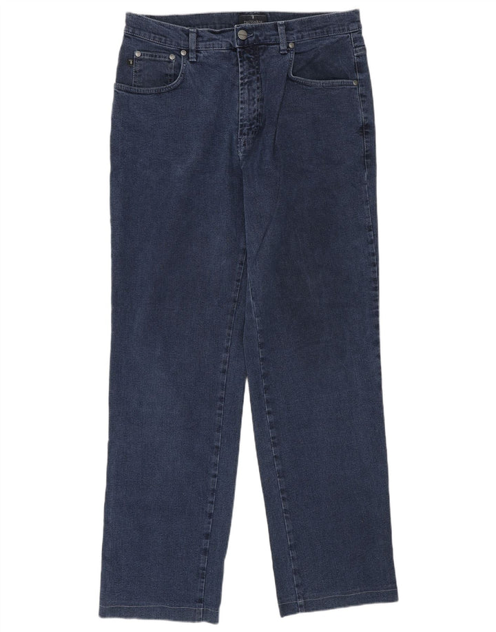 Trussardi Herren Straight Jeans W34 L30 Marineblaue Baumwolle