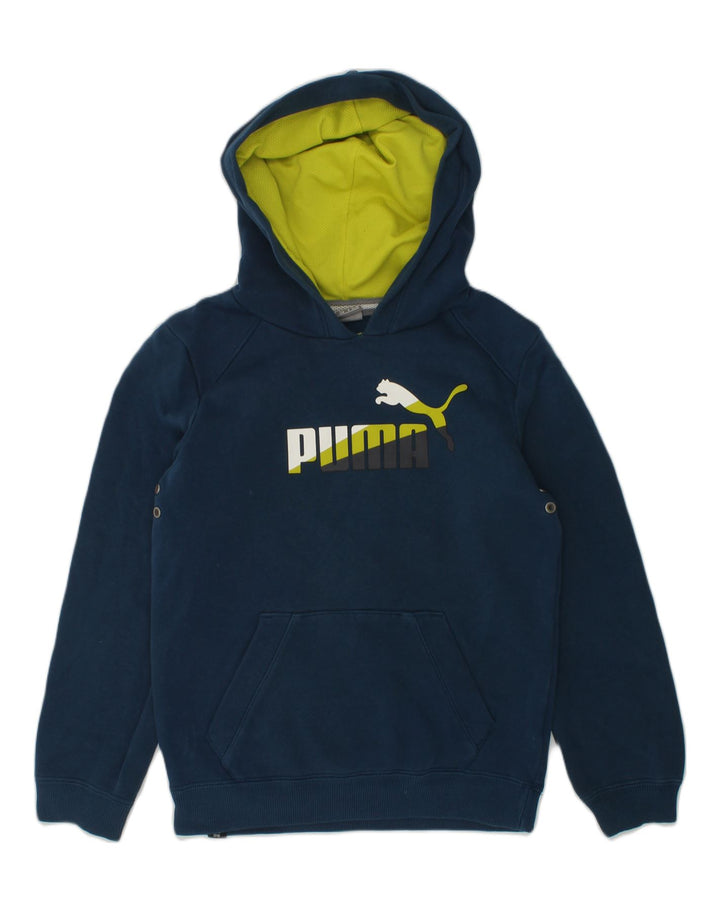 PUMA Boys Graphic Hoodie Jumper 7-8 Years Blue | Vintage Puma | Thrift | Second-Hand Puma | Used Clothing | Messina Hembry 