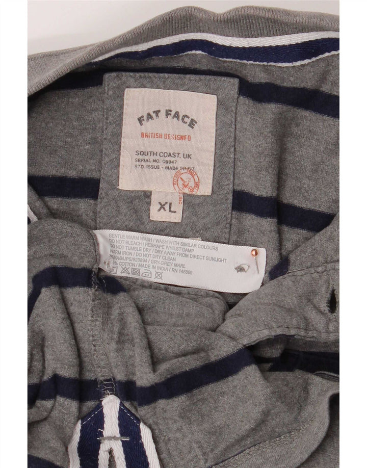 Fat Face Herren-Poloshirt XL, grau gestreift, Baumwolle