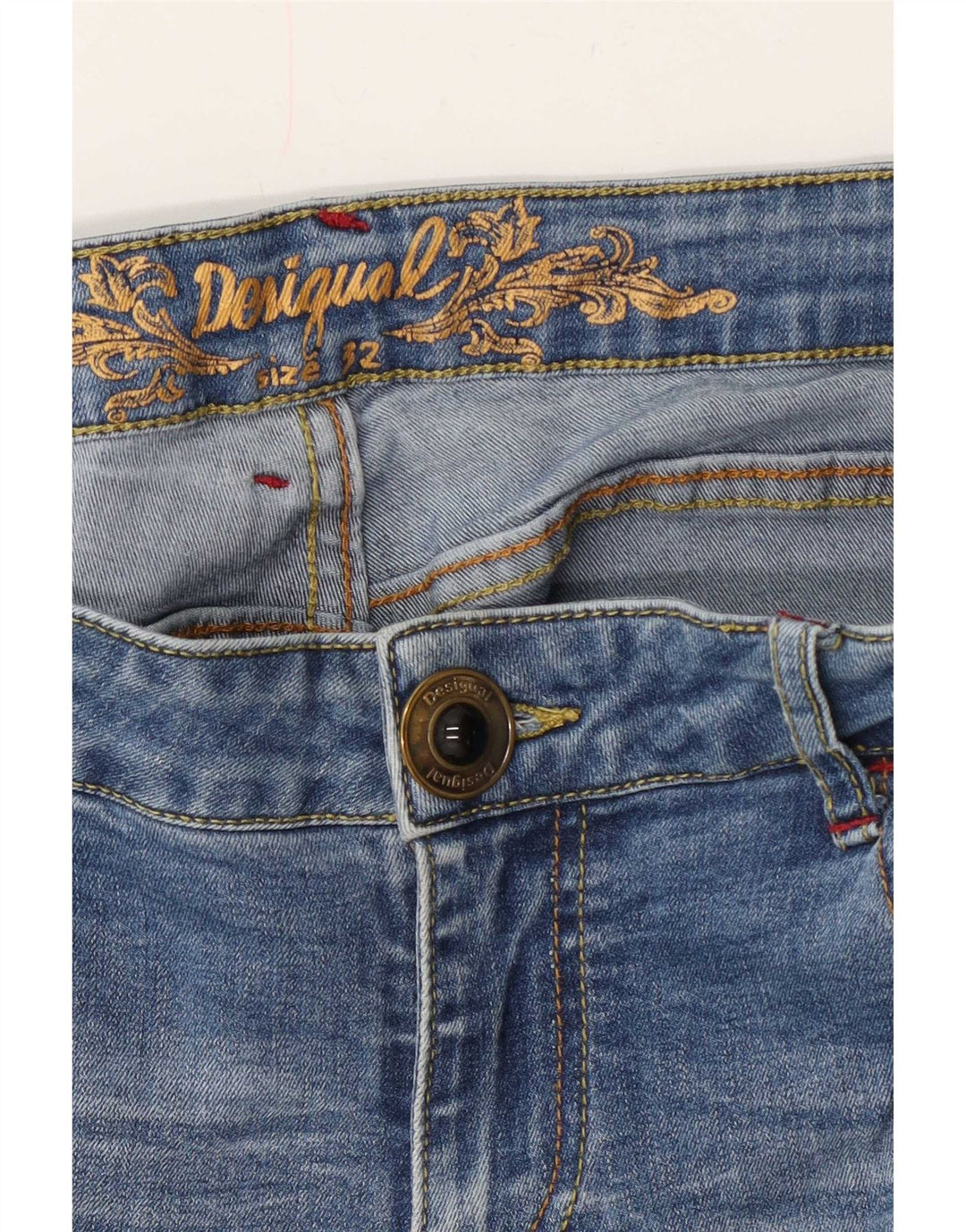 Desigual Damen Distressed Jogger Slim Jeans W32 L31 Blau