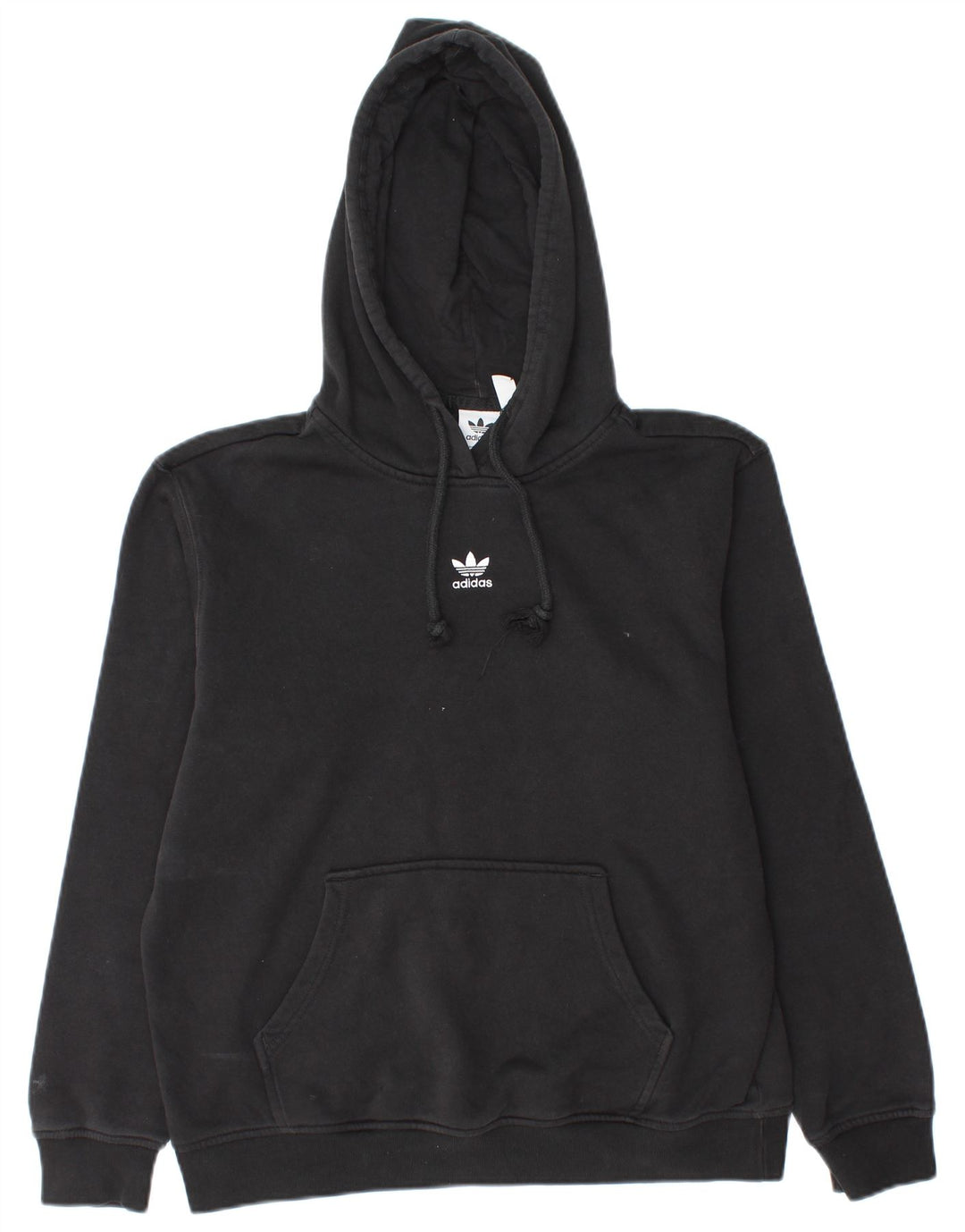 Adidas Damen Übergroßer Kapuzenpullover UK 12 Mittelschwarze Baumwolle