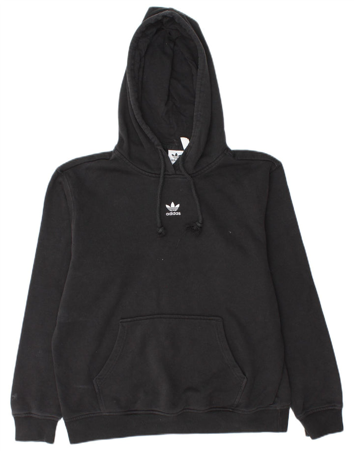 Adidas Damen Übergroßer Kapuzenpullover UK 12 Mittelschwarze Baumwolle