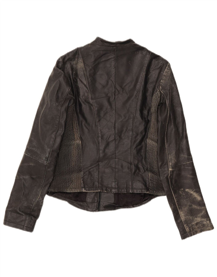 Conbipel Damen-Bikerjacke aus Leder, Größe 42, kleines schwarzes Leder