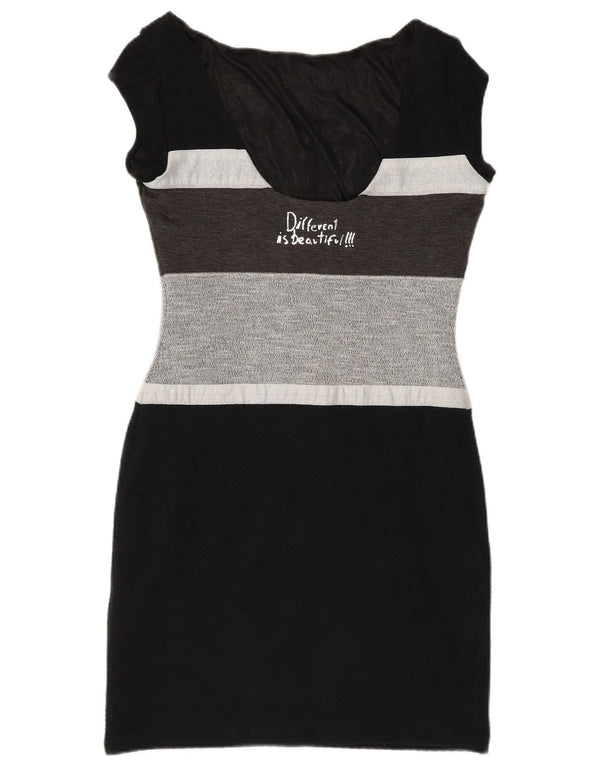 Desigual Grafisches, figurbetontes Damenkleid, Gr. 8, Schwarz, Farbblock