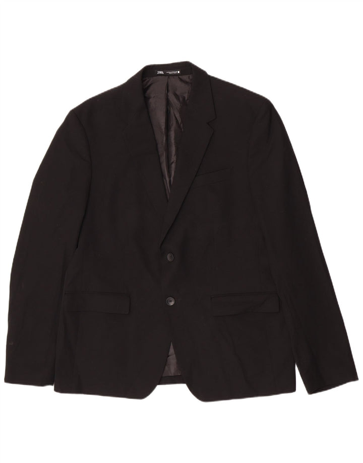 Zara Herren-Blazer mit 2 Knöpfen, EU 54, XL, schwarze Viskose