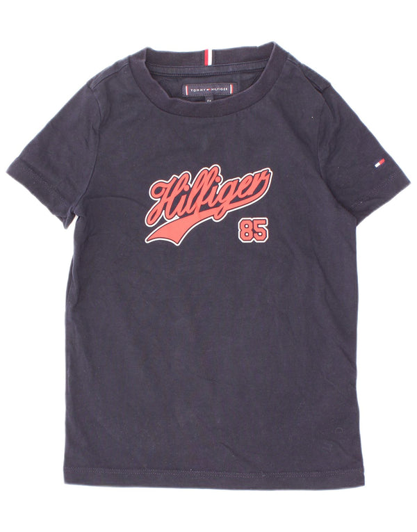 Tommy Hilfiger T-Shirt mit Grafik für Jungen, 3–4 Jahre, marineblaue Baumwolle