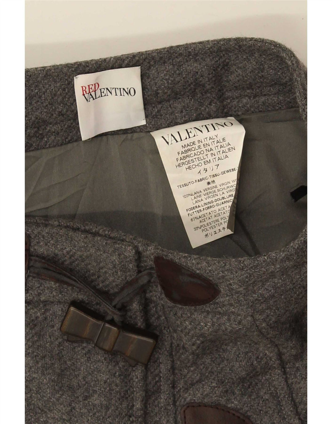 Valentino Damen Mini-Wickelrock Medium W30 Graue Schurwolle