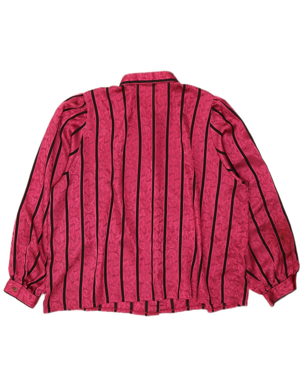 Vintage Damen übergroße Hemdbluse IT 52 2XL rosa gestreift Polyester
