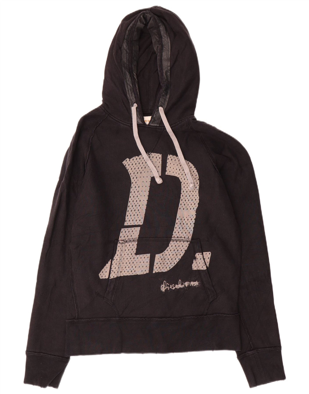 Diesel Herren Graphic Hoodie Pullover Mittelschwarze Baumwolle