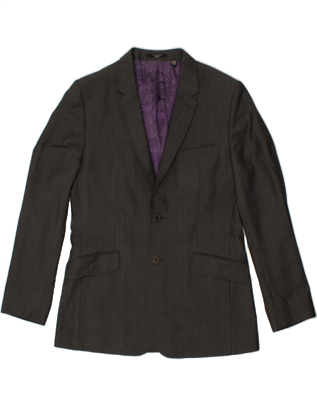 TED BAKER Mens 2 Button Blazer Jacket UK 40 Large Grey Wool Vintage Ted Baker and Second-Hand Ted Baker from Messina Hembry 