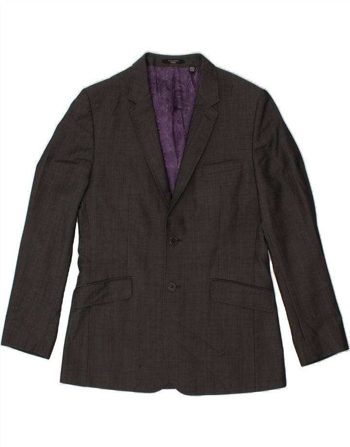 TED BAKER Mens 2 Button Blazer Jacket UK 40 Large Grey Wool Vintage Ted Baker and Second-Hand Ted Baker from Messina Hembry 