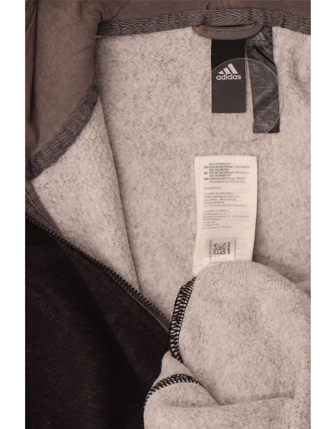 Adidas Herren Zip Hoodie Pullover Kleine graue Baumwolle