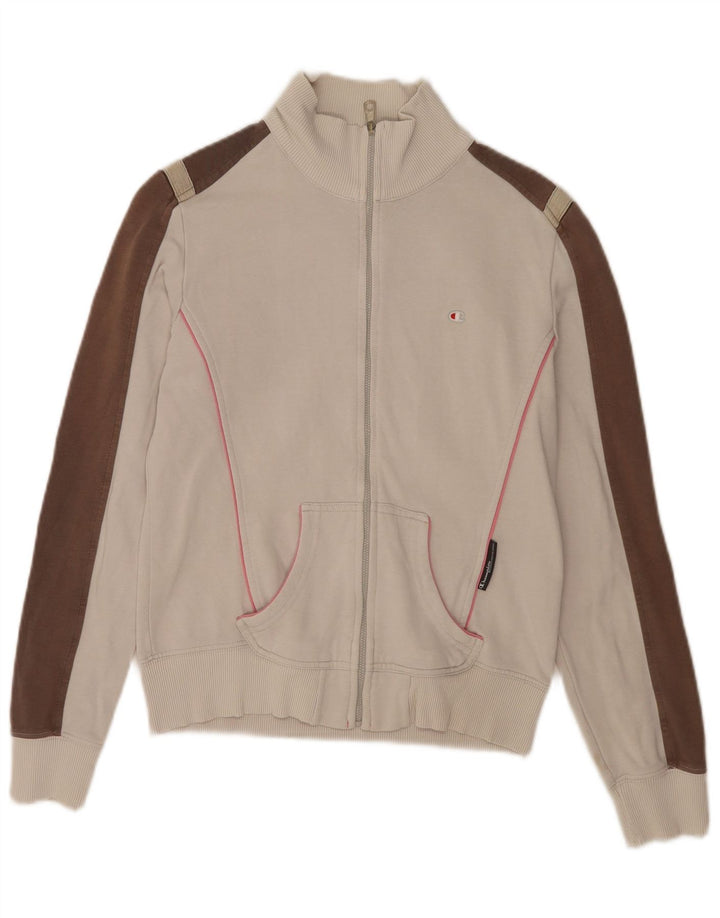 Champion Damen-Trainingsanzug-Top-Jacke, UK 12, Mittel, gebrochenes Weiß, Farbblock