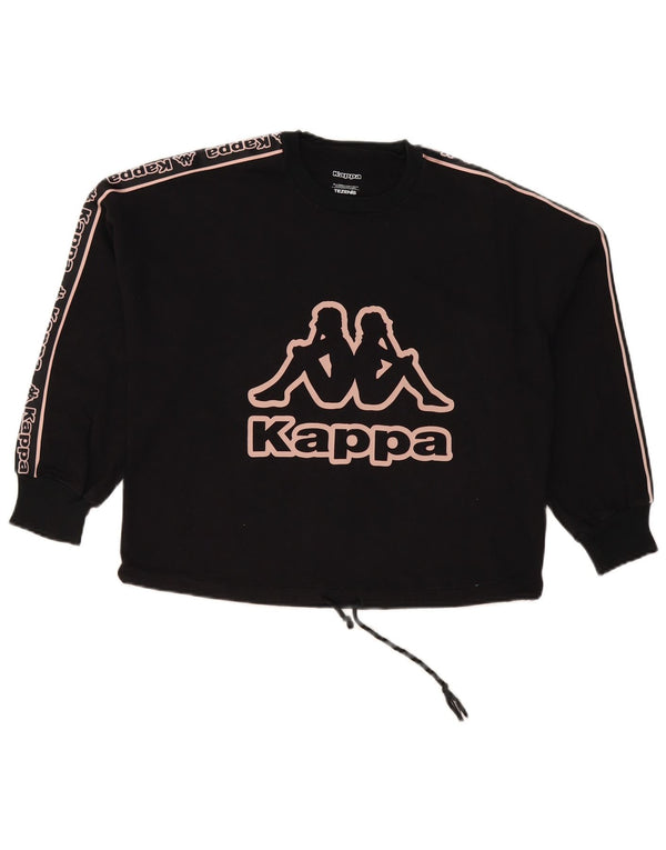 Kappa Damen Tezenis Graphic Sweatshirt Pullover UK 12 Medium Schwarz
