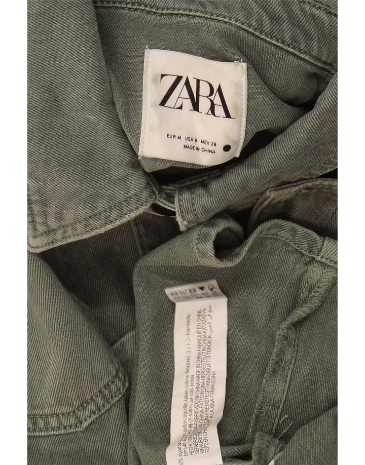 Zara Damen Jeansjacke UK 14 Medium Khaki Baumwolle