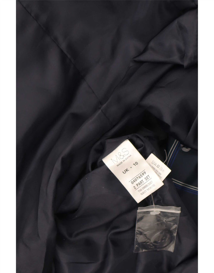 Marks & Spencer Damen Trenchcoat UK 10 Small Marineblau kariertes Polyester