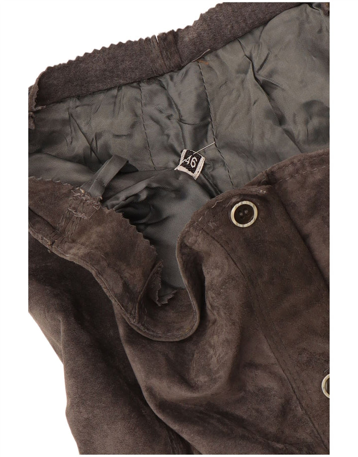 Vintage Damen Wildleder Gerader Rock IT 46 Groß W30 Grau