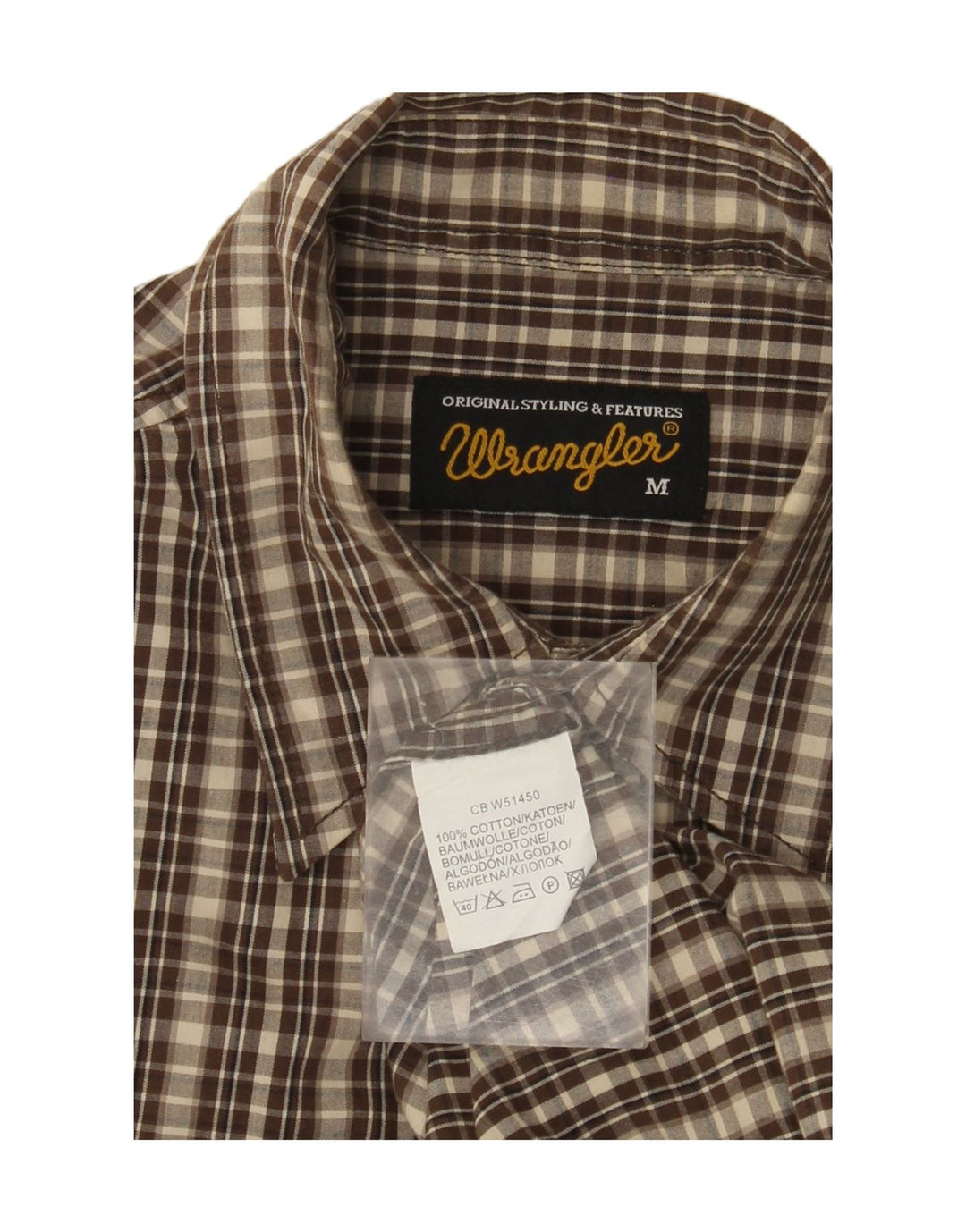 WRANGLER Herren-Flanellhemd aus mittelbraun karierter Baumwolle