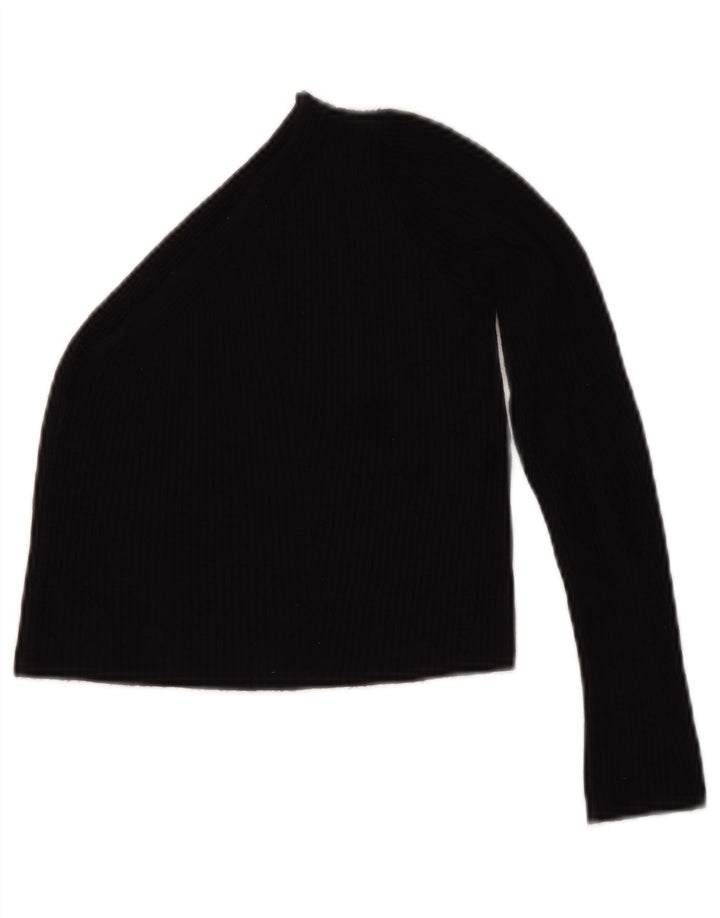 Zara Damen Crop One Shoulder Top UK 8 Small Schwarze Viskose