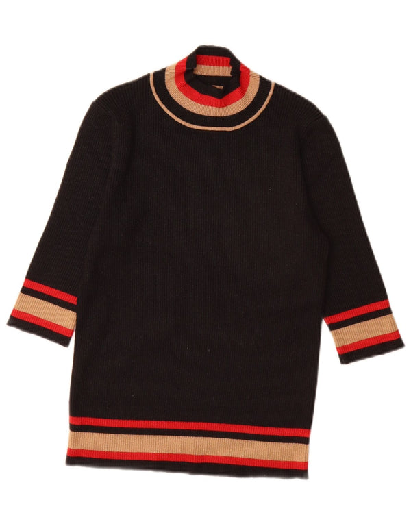 Vintage Damen Rollkragenpullover Pullover UK 10 Small Black Colourblock