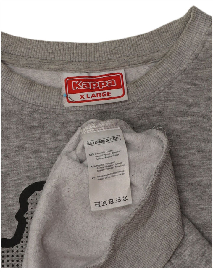 Kappa Herren Grafik-Sweatshirt-Pullover XL aus grau gefleckter Baumwolle