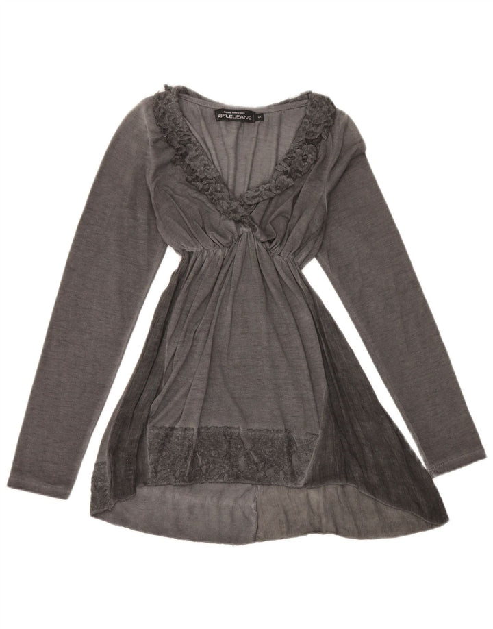 Rifle Damen-Langarm-Tunika-Oberteil, Größe S, Grau, Polyester