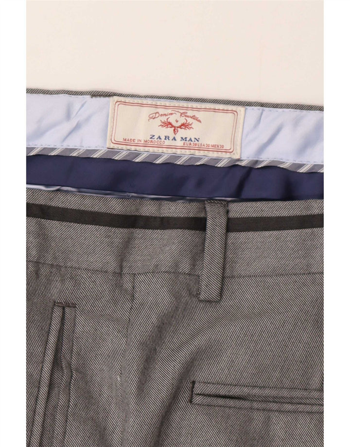 Zara Slim Chino-Hose für Herren, EU 38, Mittel W30 L33, Grau, Polyester