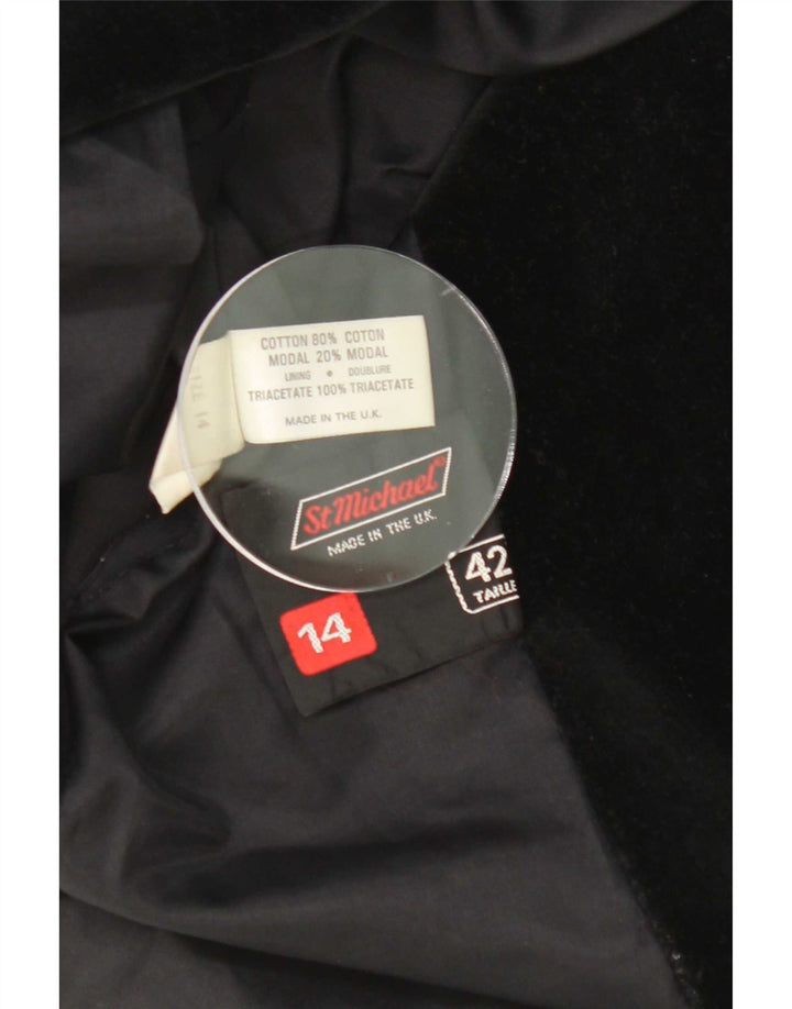 St Michael Damen-Blazer aus Samt mit 2 Knöpfen, Größe UK 14, mittelschwarz, Baumwolle