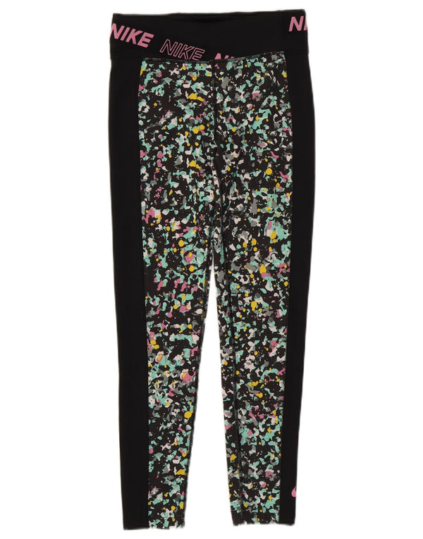 NIKE Dri-Fit-Grafik-Leggings für Mädchen, 12–13 Jahre, Größe L, Schwarz gepunktet
