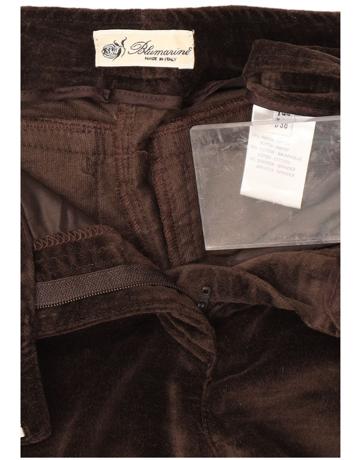 BLUMARINE Damen Samt Slim Casual Hose IT 44 Medium W32 L30 Braun