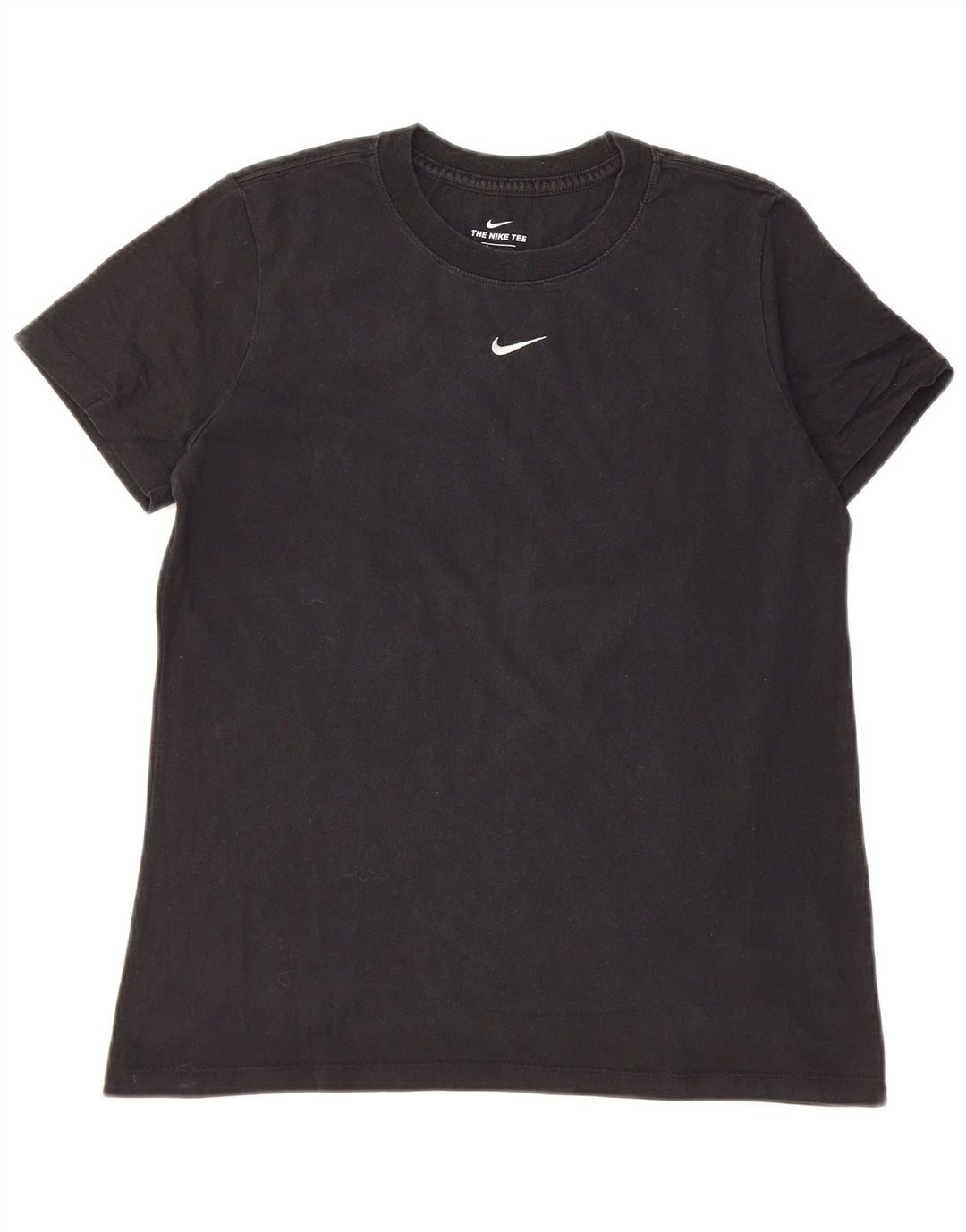 NIKE Damen T-Shirt Top UK 14 Medium Schwarz Baumwolle