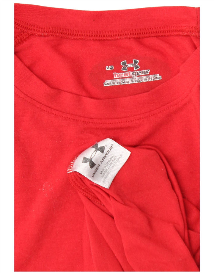 UNDER ARMOUR Herren Heat Gear T-Shirt Top Large Rot Polyester