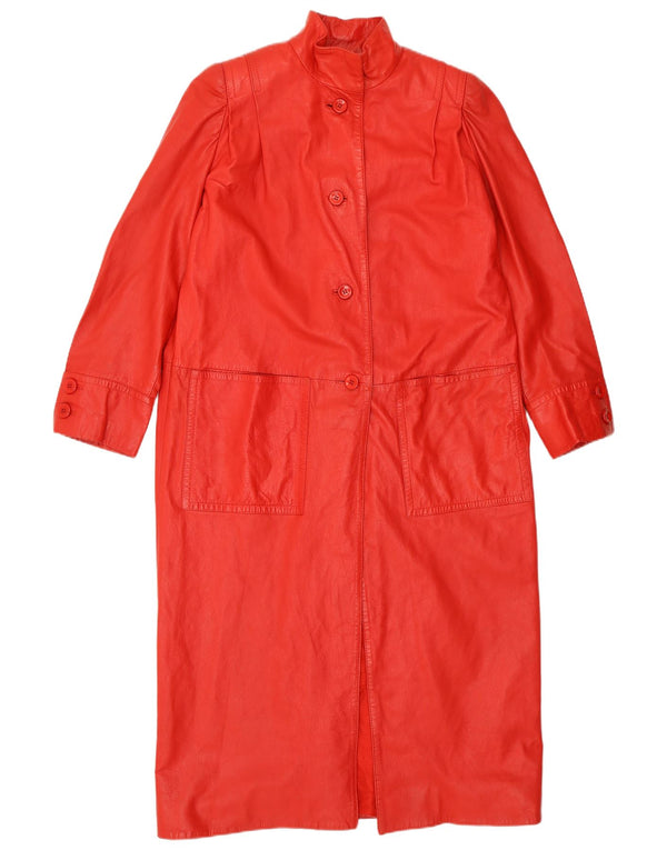 VINTAGE Damen Ledermantel UK 16 Large Rot