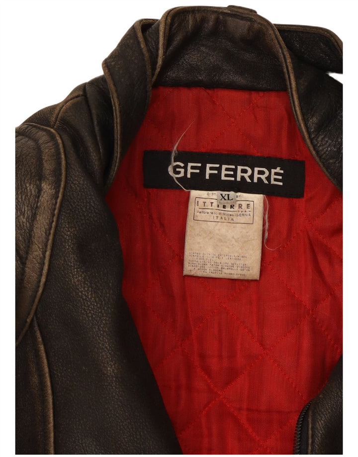 GF Ferre Herren Leder Racer Jacke UK 42 XL Braunes Leder