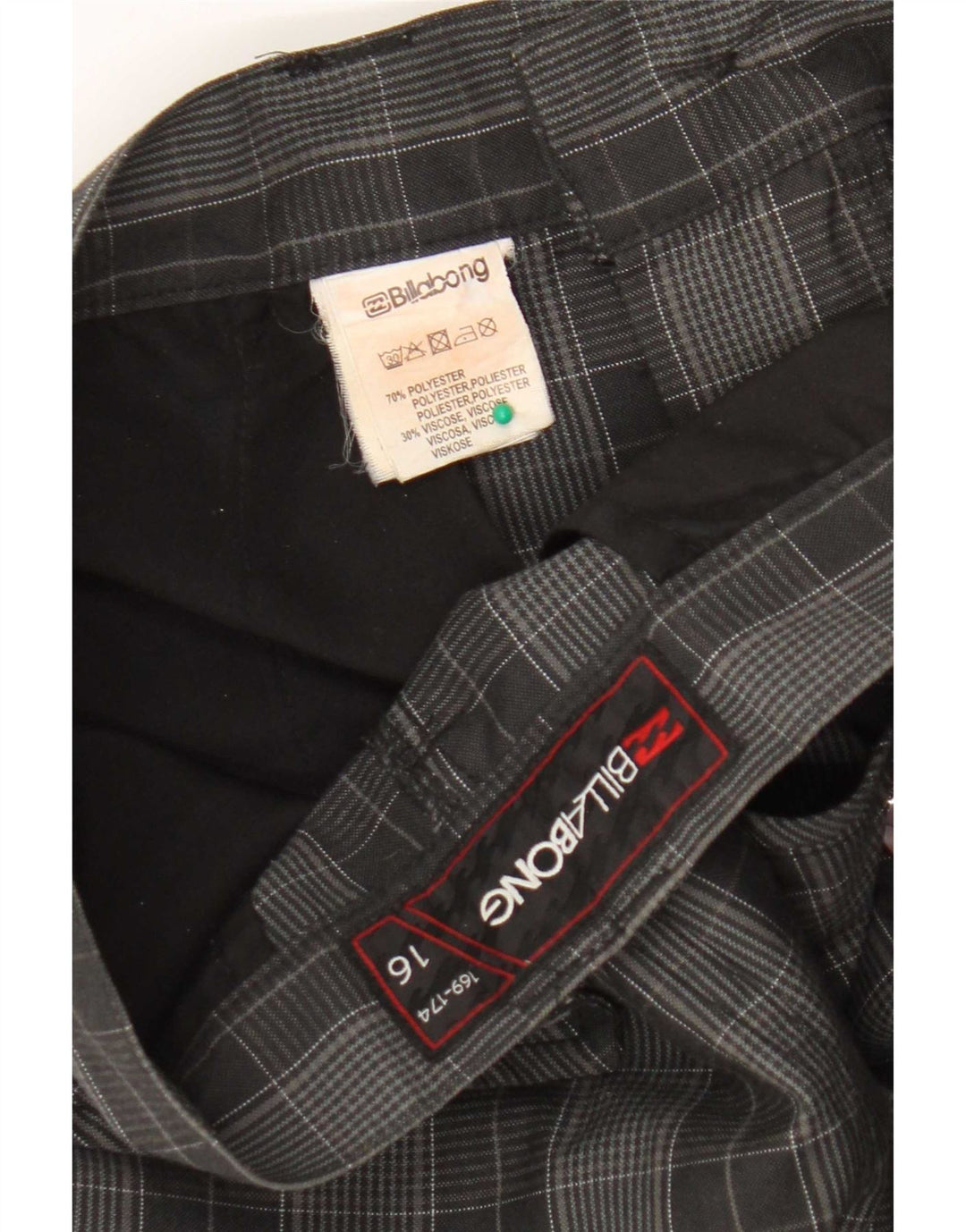 Billabong Chino-Shorts für Jungen, 15–16 Jahre, W32, grau kariertes Polyester