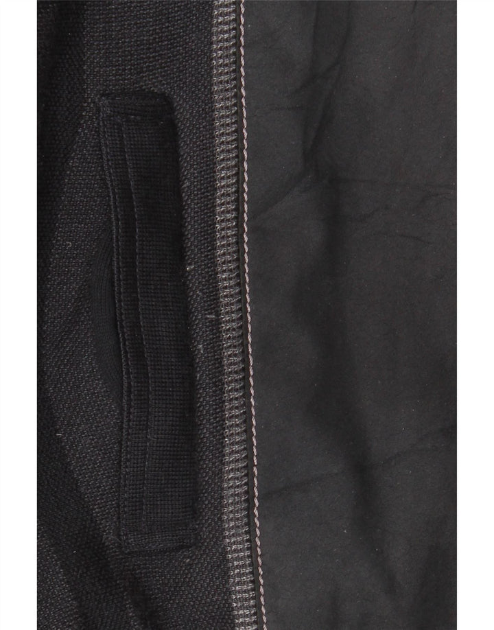 Vintage Herren Strick-Bomberjacke IT 56 2XL Schwarze Colourblock-Wolle