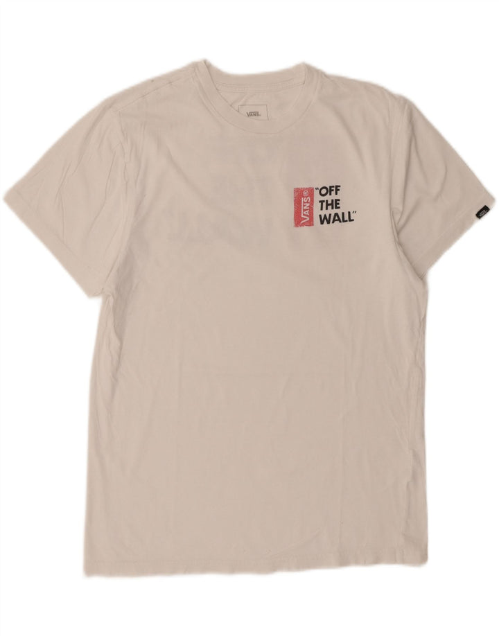 VANS Womens Custom Fit Graphic T-Shirt Top UK 14 Medium White Cotton Vintage Vans and Second-Hand Vans from Messina Hembry 