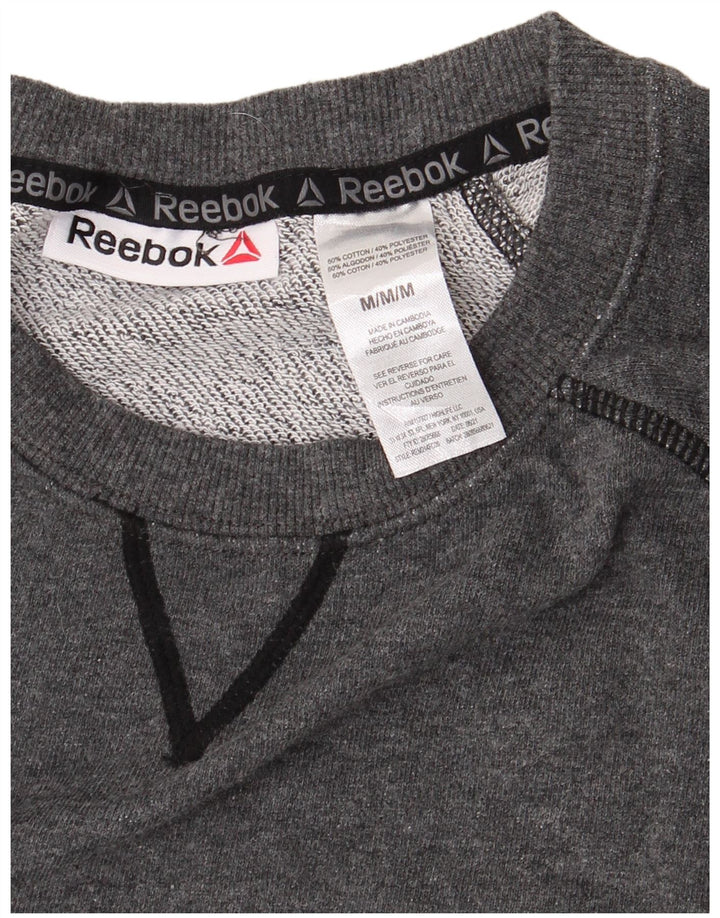 REEBOK Herren Grafik-Sweatshirt-Pullover aus mittelgrauer Baumwolle