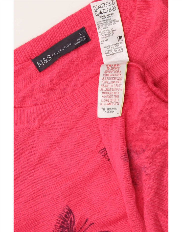 Marks & Spencer Damen-Pullover mit Rundhalsausschnitt, Gr. 12, mittelrosa Schmetterling