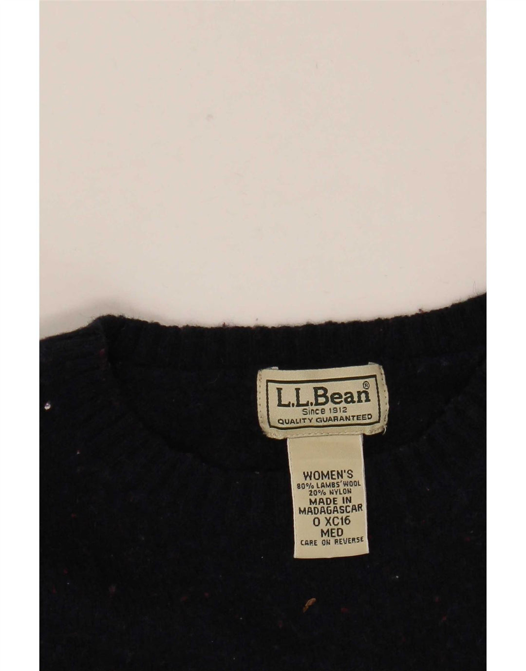 L.L.Bean Damen-Pullover mit U-Boot-Ausschnitt, UK 12, mittelmarineblaue Wolle