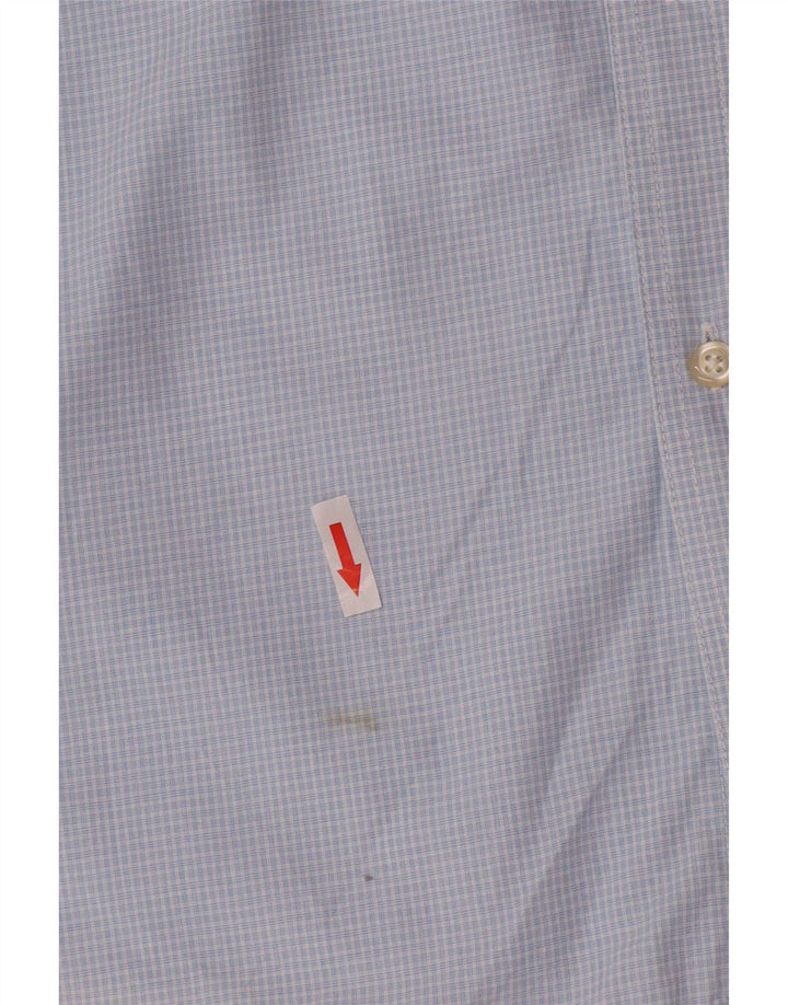 Chaps Herren pflegeleichtes Kurzarmhemd XL, blau kariert, Baumwolle