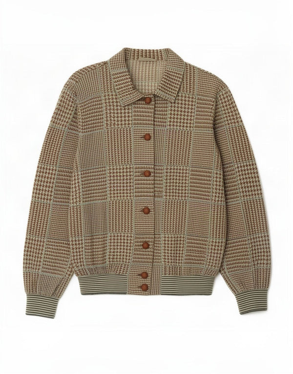 Liola Womens Cardigan Top UK 14 Medium Brown Houndstooth