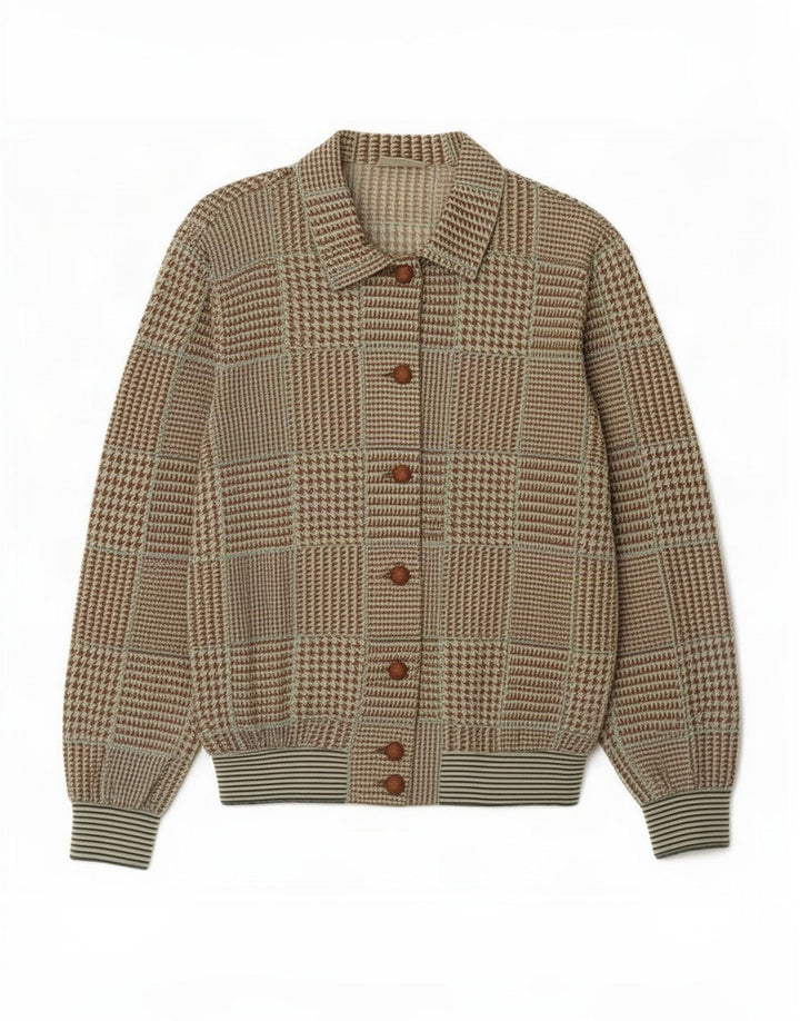 Liola Damen Strickjacke Top UK 14 Mittelbrauner Hahnentritt