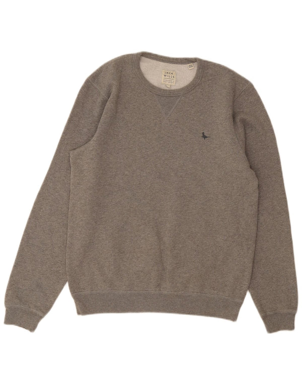 Jack Wills Herren-Sweatshirt-Pullover aus mittelgrauer Baumwolle