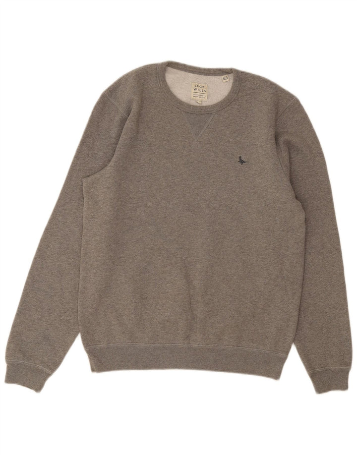 Jack Wills Herren-Sweatshirt-Pullover aus mittelgrauer Baumwolle