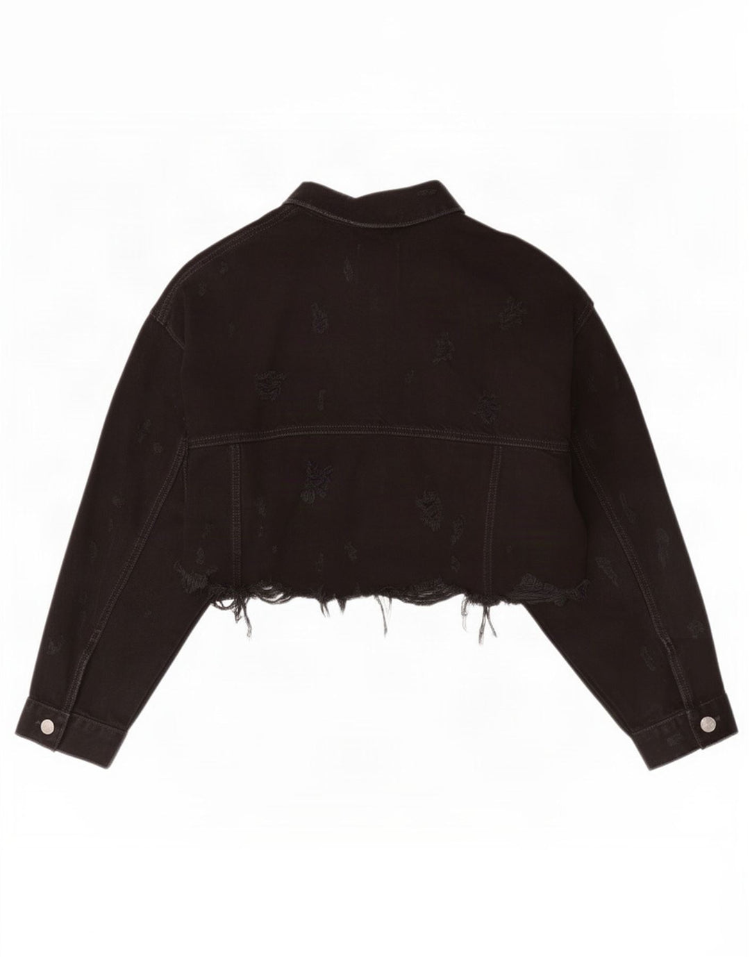 Zara Damen Crop Jeansjacke UK 12 Medium Schwarz
