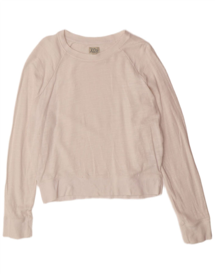 J. CREW Damen-Sweatshirt-Pullover in Übergröße, UK 10, Größe S, weiße Baumwolle