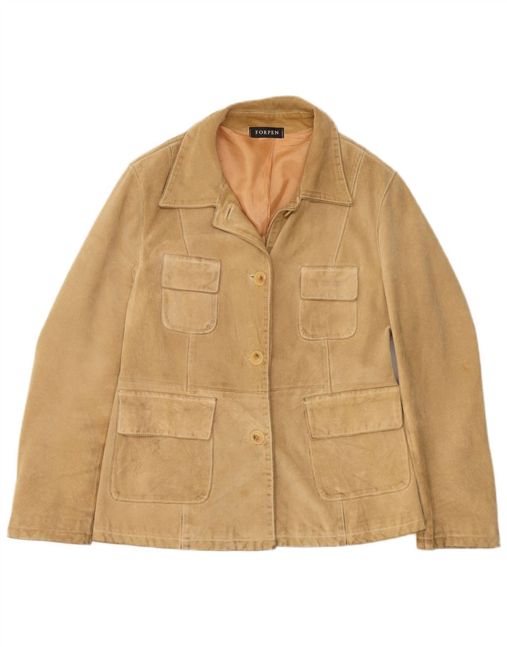 Vintage Damen Wildlederjacke UK 8 Small Beige