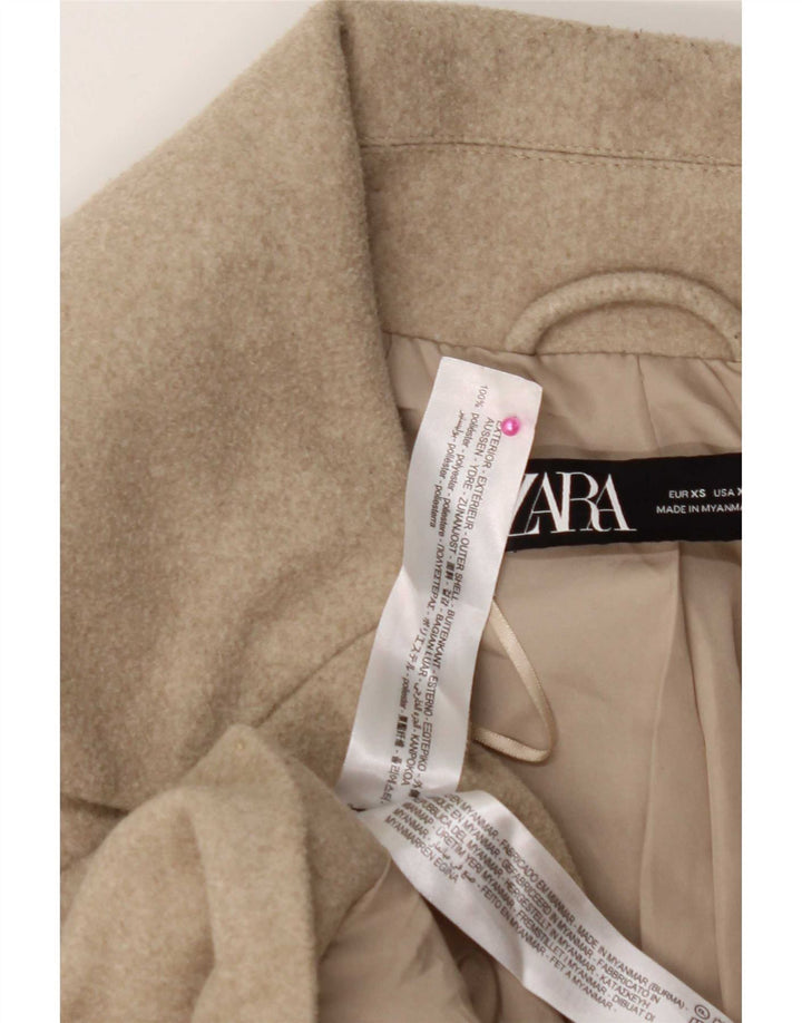 Zara Damen Mantel UK 6 XS Beige Polyester