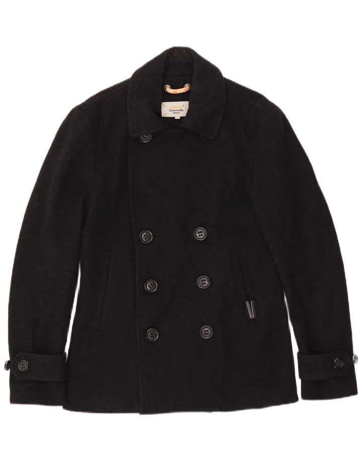 Superdry Herren Pea Coat UK 38 Mittelschwarze Wolle